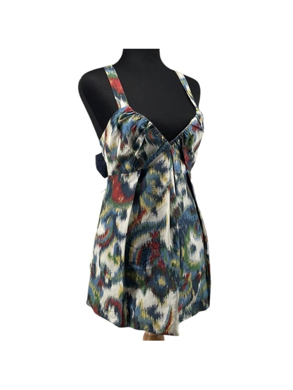 Vera Wang Lavender Label silk blend colorful tank top bow back sz xs